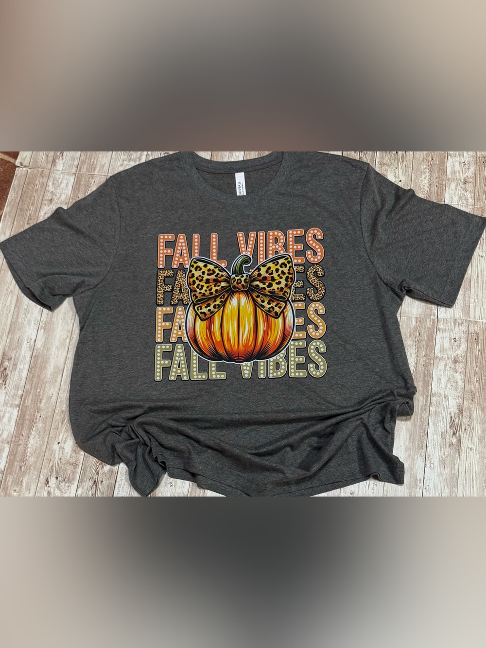 Bella Canvas Gray Pumpkin 'Fall Vibes' Shirt XL